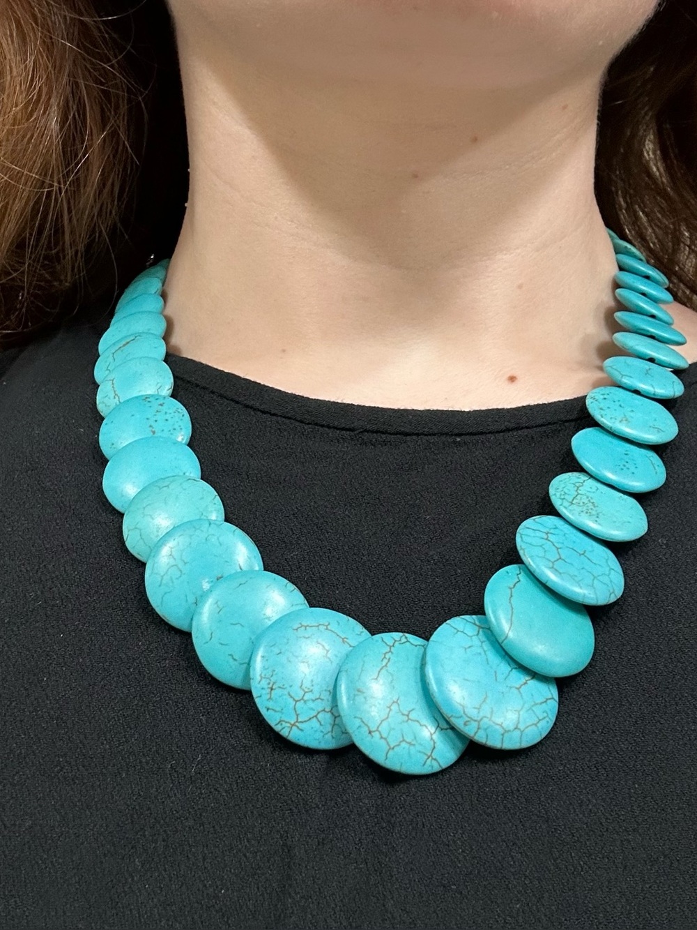 Turquoise Statement Disk Necklace - Women Jewelry